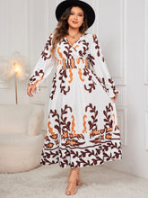 Load image into Gallery viewer, Honey Plus Size Printed Surplice Flounce Sleeve Dress