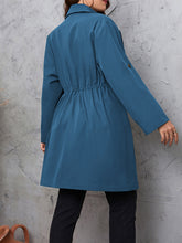Load image into Gallery viewer, Honey Plus Size Lapel Collar Drawstring Roll-Tab Sleeve Trench Coat
