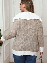 Load image into Gallery viewer, Plus Size Contrast Trim Collared Neck Sweater