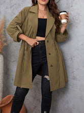 Load image into Gallery viewer, Honey Plus Size Lapel Collar Drawstring Roll-Tab Sleeve Trench Coat
