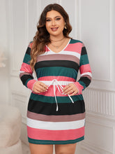 Load image into Gallery viewer, Honey Plus Size Striped V-Neck Long Sleeve Mini Dress