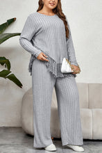 Load image into Gallery viewer, Honey Plus Size Tassel Hem Top and Pants Set