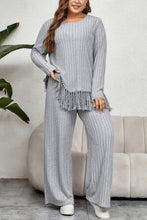 Load image into Gallery viewer, Honey Plus Size Tassel Hem Top and Pants Set