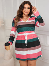 Load image into Gallery viewer, Honey Plus Size Striped V-Neck Long Sleeve Mini Dress