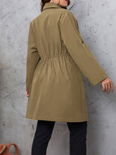 Load image into Gallery viewer, Honey Plus Size Lapel Collar Drawstring Roll-Tab Sleeve Trench Coat