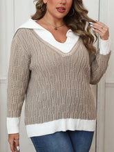 Load image into Gallery viewer, Plus Size Contrast Trim Collared Neck Sweater