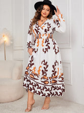 Load image into Gallery viewer, Honey Plus Size Printed Surplice Flounce Sleeve Dress