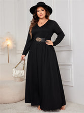 Load image into Gallery viewer, Honey Plus Size Cutout V-Neck Long Sleeve Maxi Dress