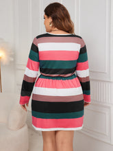 Load image into Gallery viewer, Honey Plus Size Striped V-Neck Long Sleeve Mini Dress