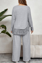 Load image into Gallery viewer, Honey Plus Size Tassel Hem Top and Pants Set