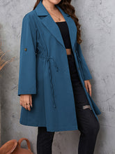 Load image into Gallery viewer, Honey Plus Size Lapel Collar Drawstring Roll-Tab Sleeve Trench Coat