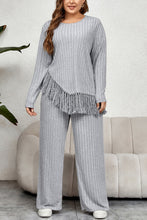 Load image into Gallery viewer, Honey Plus Size Tassel Hem Top and Pants Set