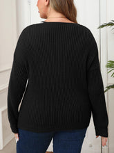 Load image into Gallery viewer, Plus Size Contrast Dropped Shoulder Long Sleeve Sweater