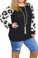 Load image into Gallery viewer, Plus Size Leopard Raglan Sleeve Casual Blouse
