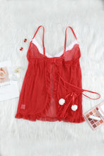 Load image into Gallery viewer, Plus Size Christmas Night Marabou Neckline Babydoll Set