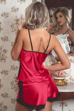 Load image into Gallery viewer, Lace Splicing Satin Plus Size Pajamas Set