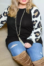 Load image into Gallery viewer, Plus Size Leopard Raglan Sleeve Casual Blouse