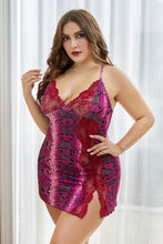 Load image into Gallery viewer, Lace Stitching Snake Print Plus Size Babydoll