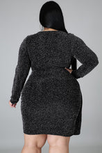 Load image into Gallery viewer, Asymmetric Hemline V Neck Metallic Plus Size Dress
