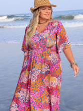 Load image into Gallery viewer, Plus Size Slit Printed Half Sleeve Dress
