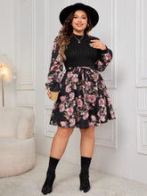 Load image into Gallery viewer, Honey Plus Size Tied Printed Long Sleeve Dress
