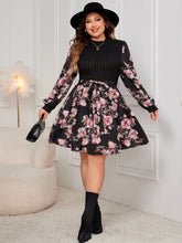 Load image into Gallery viewer, Honey Plus Size Tied Printed Long Sleeve Dress
