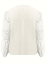 Load image into Gallery viewer, Plus Size Lace Detail V-Neck Long Sleeve T-Shirt
