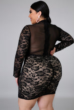 Load image into Gallery viewer, Long Sleeve Lace Mesh Splicing Floral Plus Size Dress
