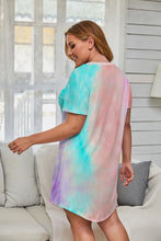 Load image into Gallery viewer, Multicolor Tie-dye Short Sleeve Plus Size Mini Dress

