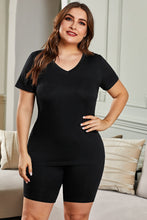 Load image into Gallery viewer, Plus Size V Neck T-shirt and Shorts Loungewear
