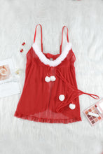 Load image into Gallery viewer, Plus Size Christmas Night Marabou Neckline Babydoll Set
