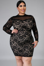 Load image into Gallery viewer, Long Sleeve Lace Mesh Splicing Floral Plus Size Dress
